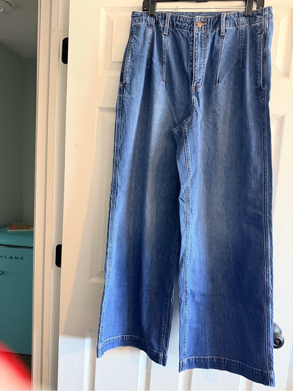 Lands' End Relaxed Wide-Leg Blue Denim Jeans